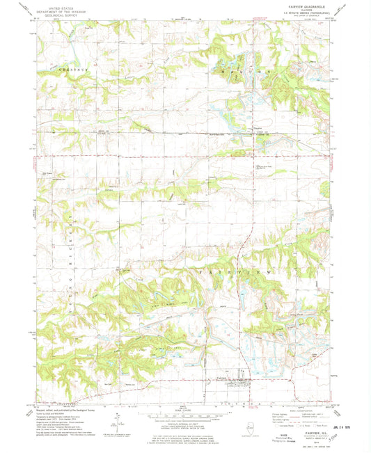Classic USGS Fairview Illinois 7.5'x7.5' Topo Map Image