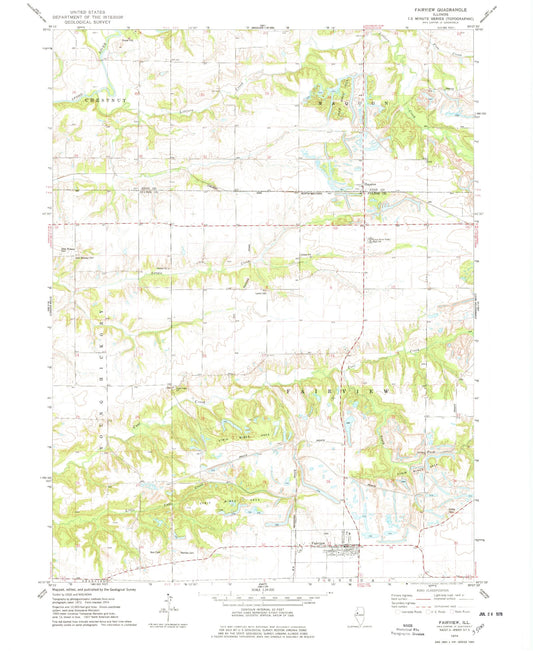 Classic USGS Fairview Illinois 7.5'x7.5' Topo Map Image