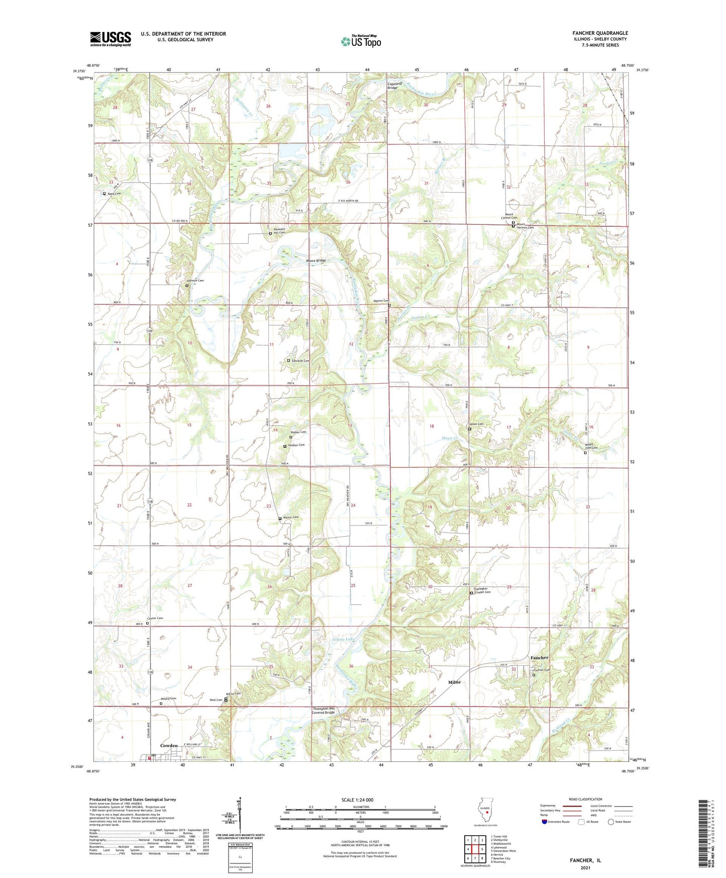 Fancher Illinois US Topo Map Image