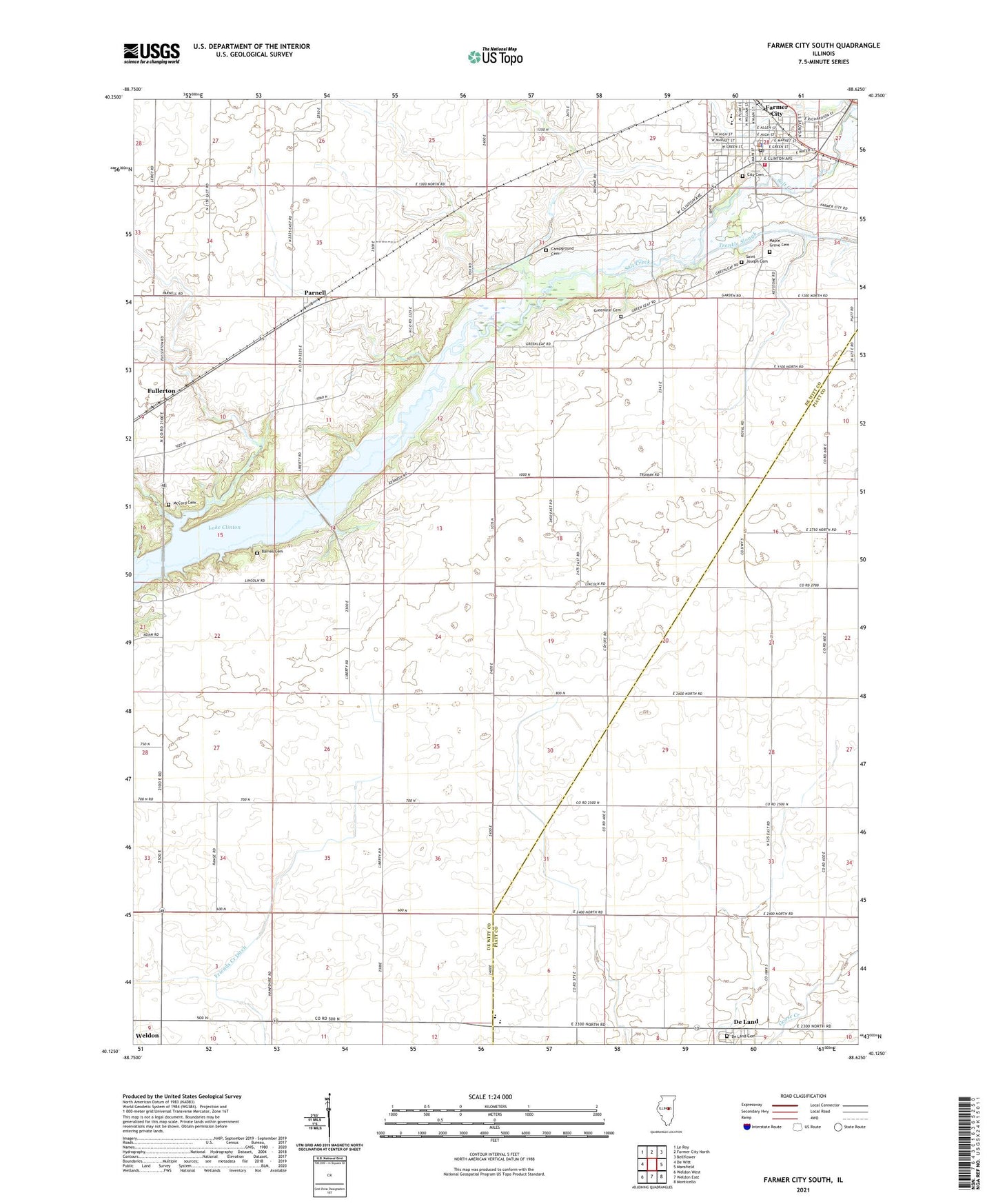 Farmer City South Illinois US Topo Map Image