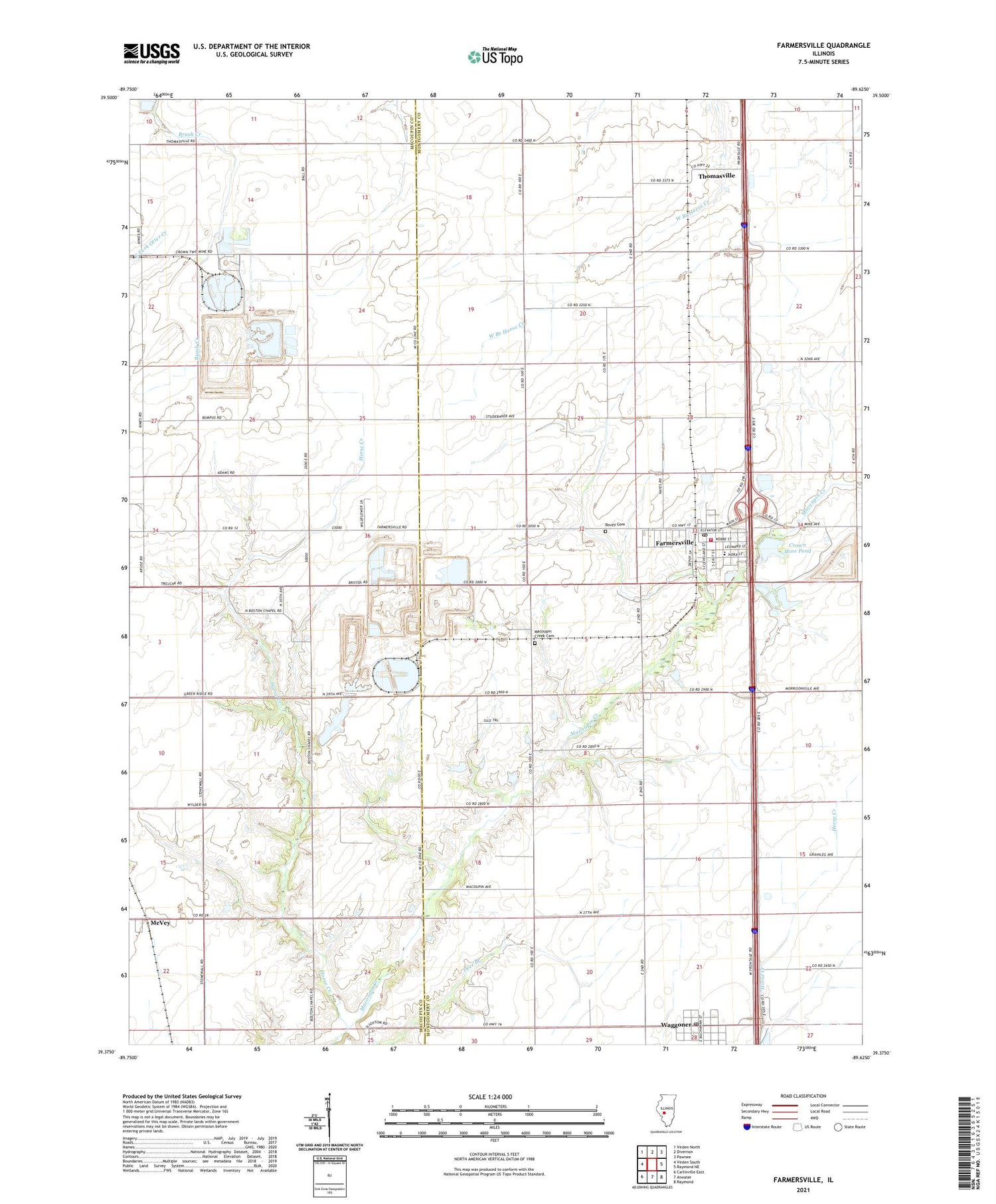 Farmersville Illinois US Topo Map Image