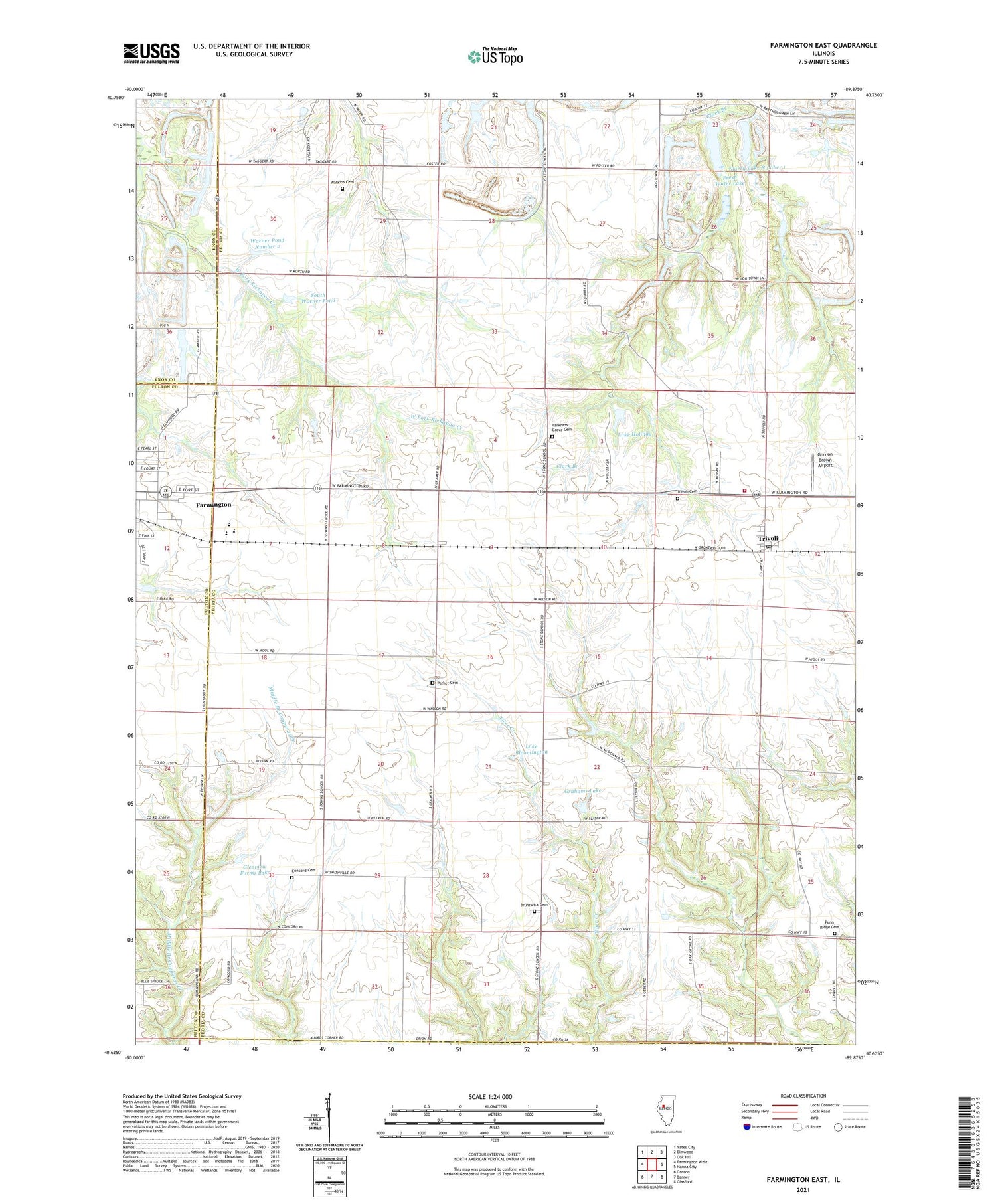 Farmington East Illinois US Topo Map Image