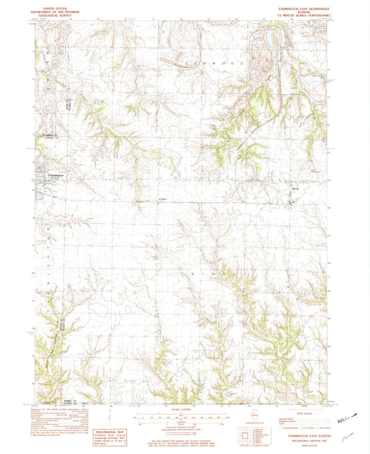 Classic USGS Farmington East Illinois 7.5'x7.5' Topo Map Image