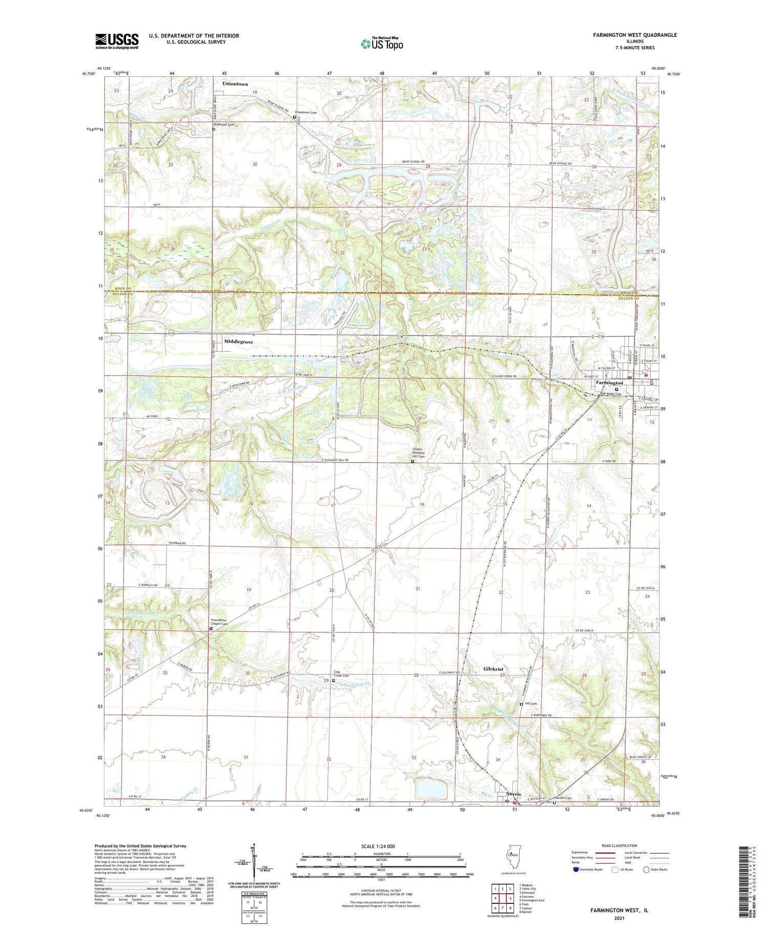 Farmington West Illinois US Topo Map Image