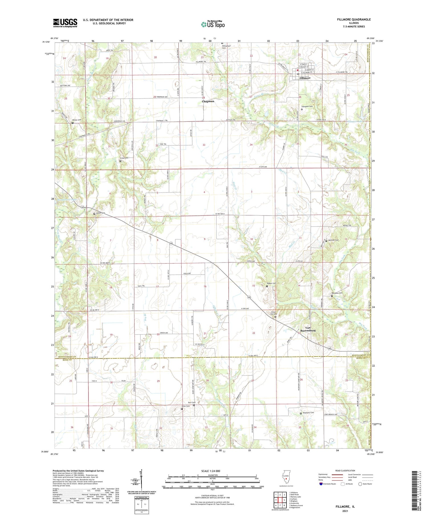 Fillmore Illinois US Topo Map Image