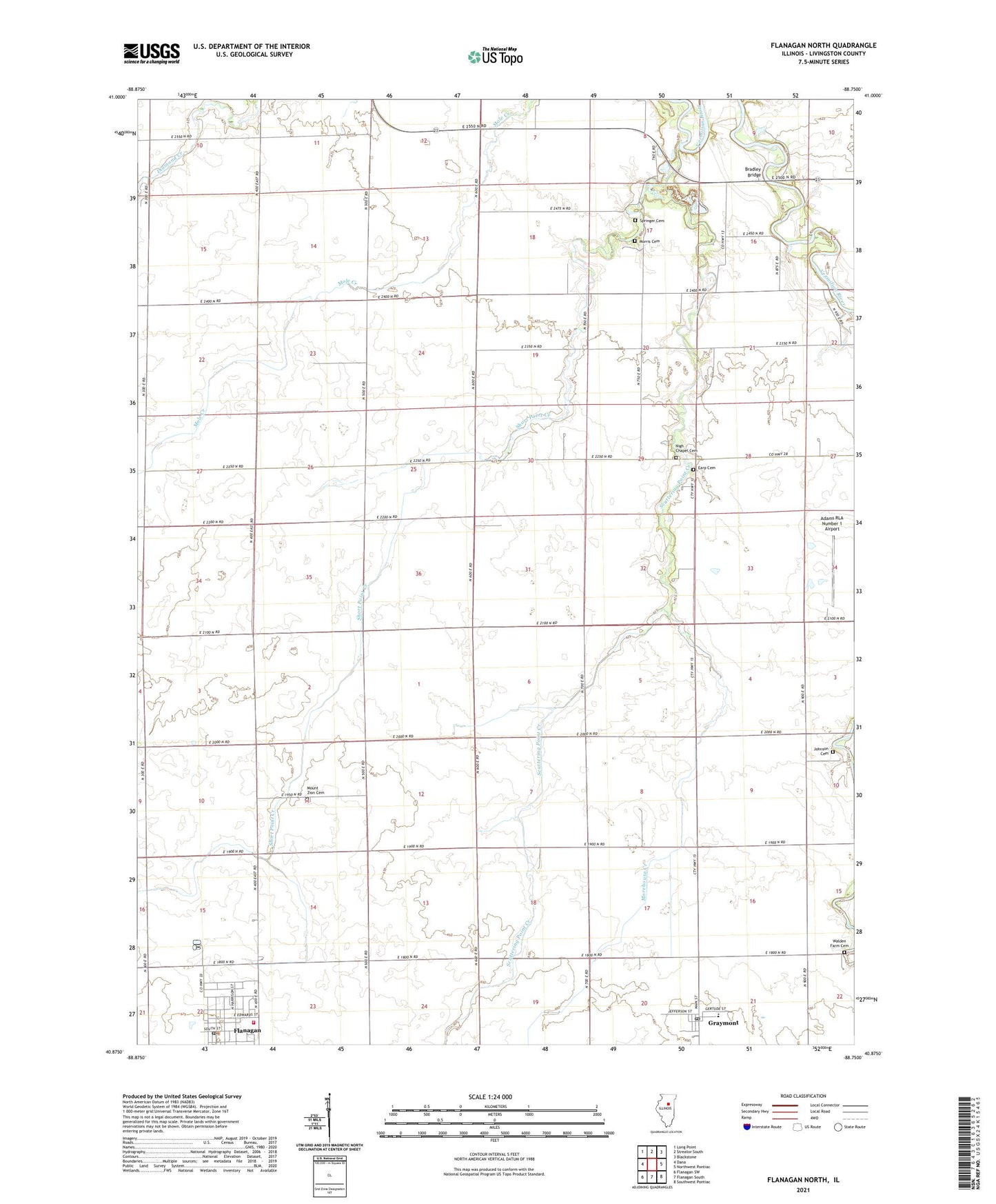 Flanagan North Illinois US Topo Map Image