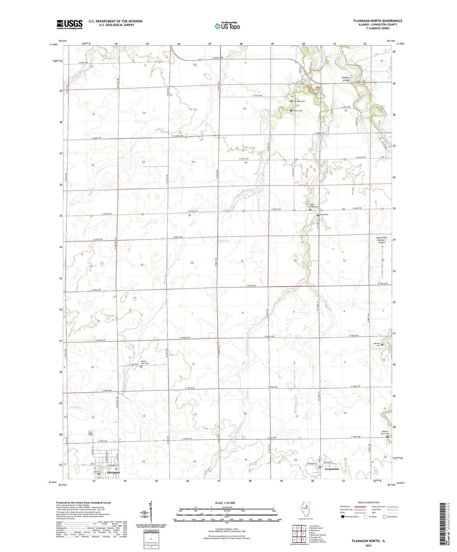 Flanagan North Illinois US Topo Map Image