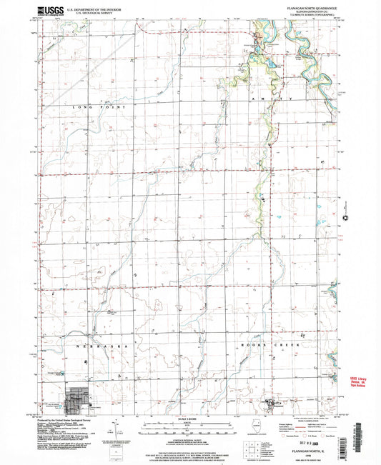 Classic USGS Flanagan North Illinois 7.5'x7.5' Topo Map Image