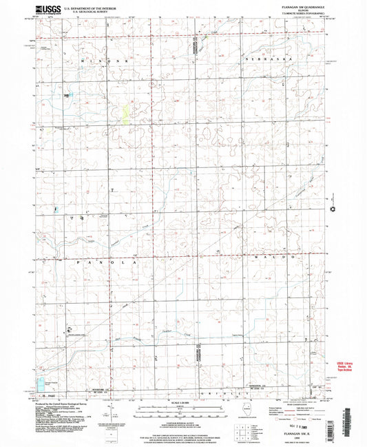 Classic USGS Flanagan SW Illinois 7.5'x7.5' Topo Map Image