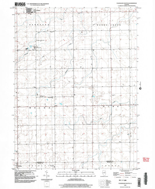Classic USGS Flanagan South Illinois 7.5'x7.5' Topo Map Image