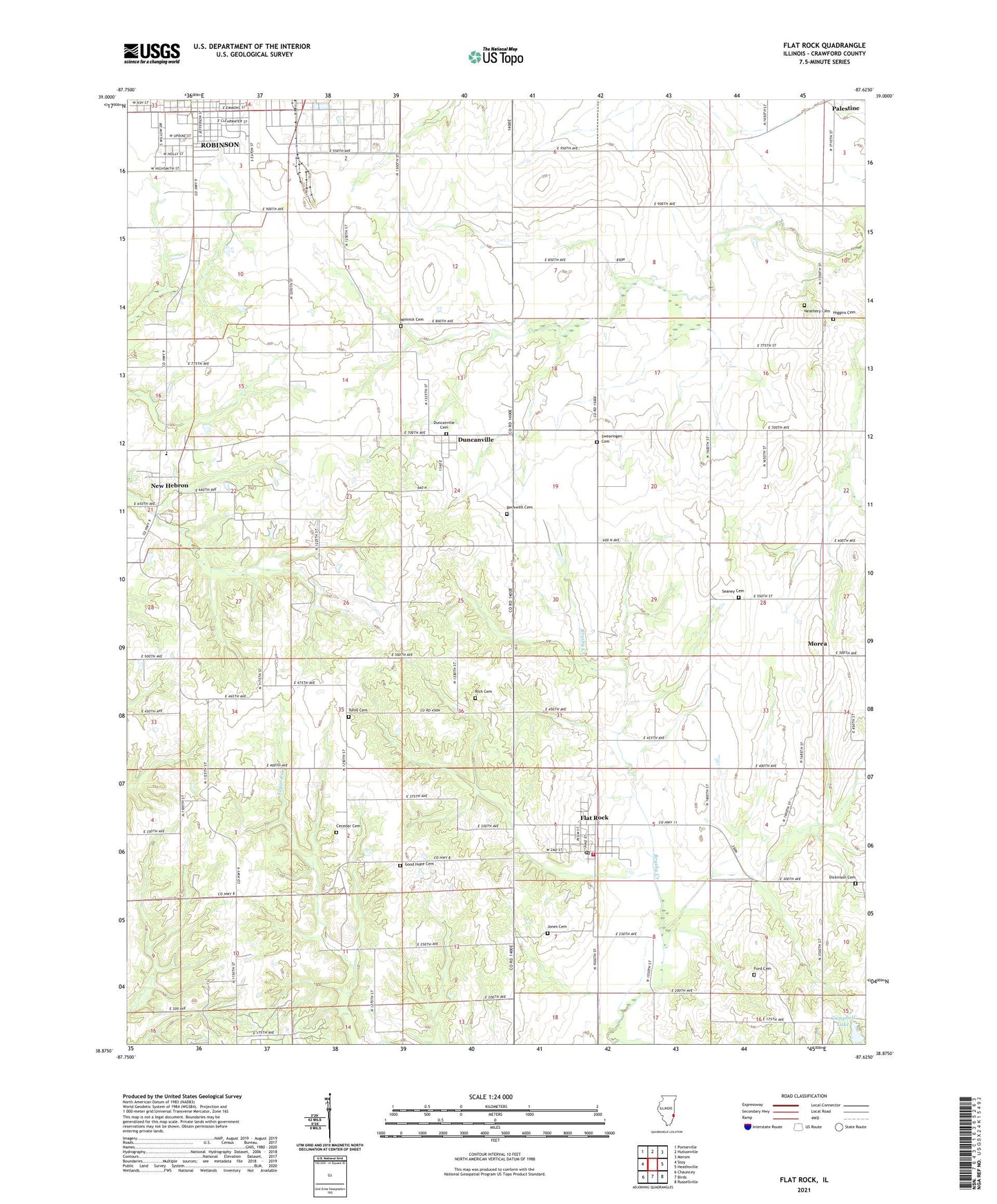 Flat Rock Illinois US Topo Map Image
