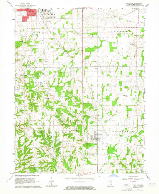 Classic USGS Flat Rock Illinois 7.5'x7.5' Topo Map Image