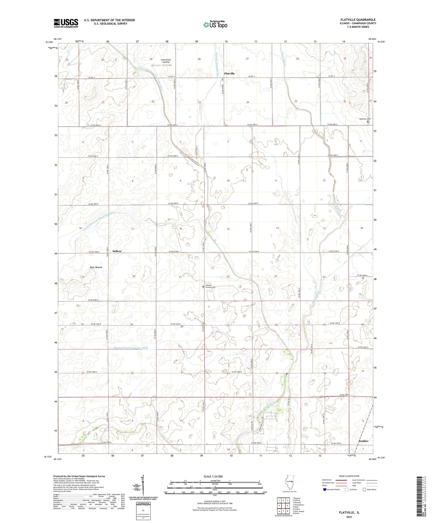 Flatville Illinois US Topo Map Image
