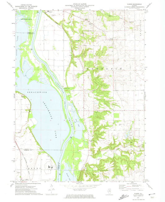 Classic USGS Florid Illinois 7.5'x7.5' Topo Map Image