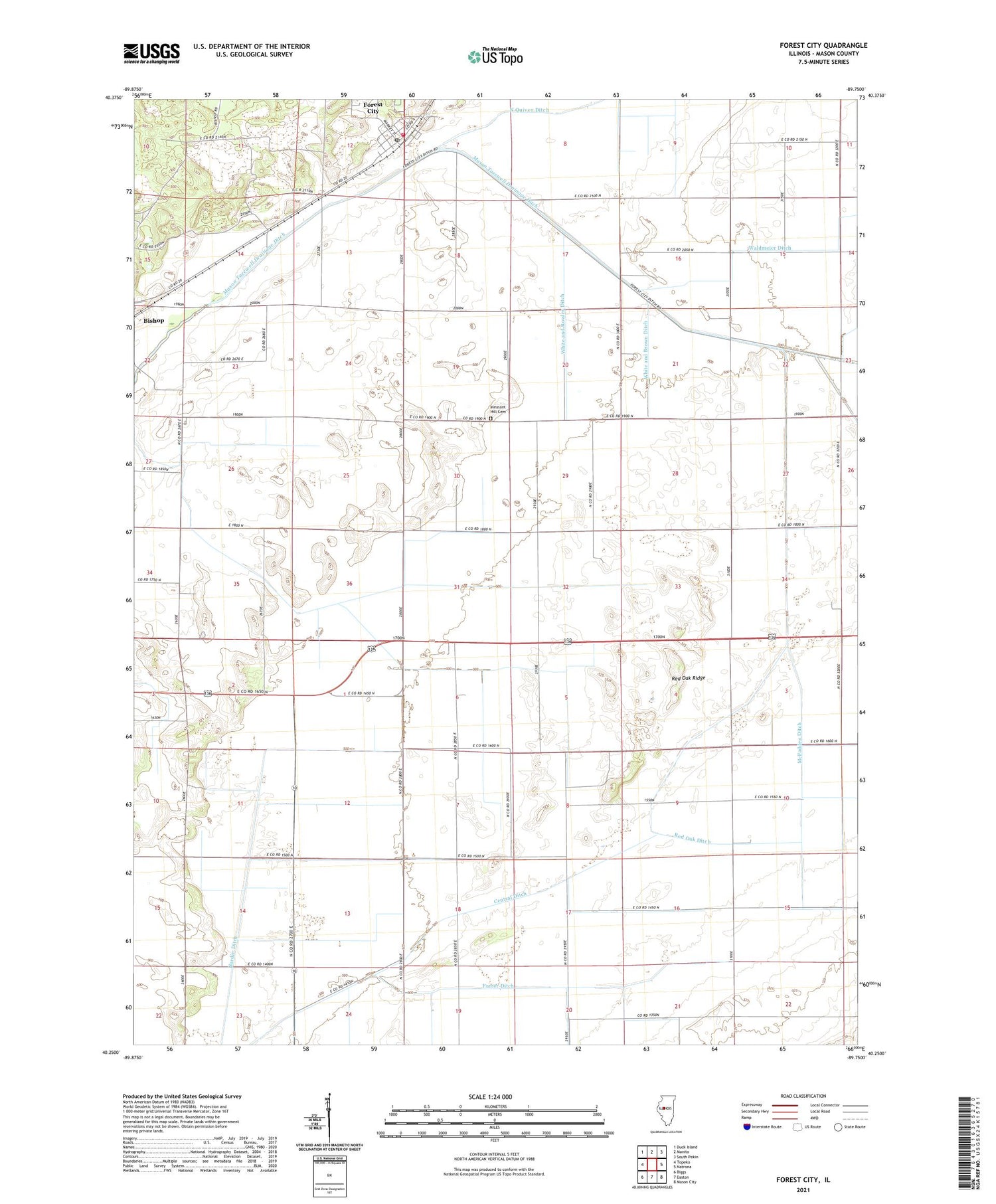 Forest City Illinois US Topo Map Image