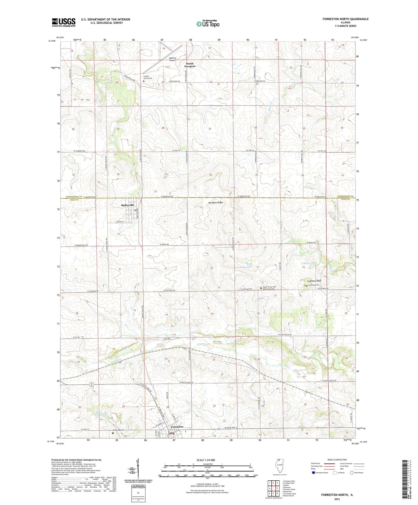 Forreston North Illinois US Topo Map Image