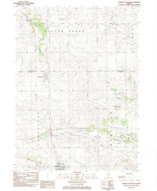 Classic USGS Forreston North Illinois 7.5'x7.5' Topo Map Image