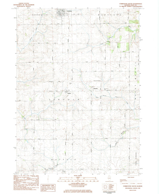 Classic USGS Forreston South Illinois 7.5'x7.5' Topo Map Image
