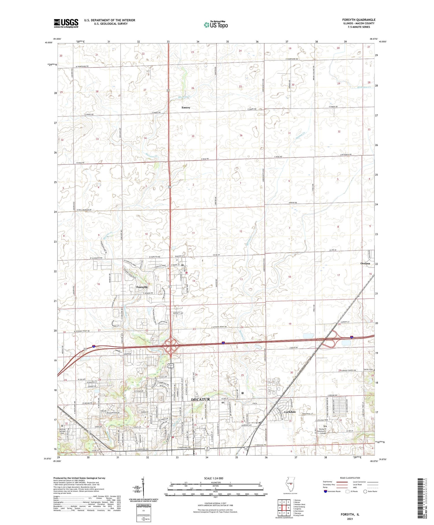 Forsyth Illinois US Topo Map Image