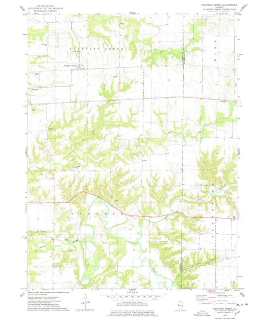 Classic USGS Fountain Green Illinois 7.5'x7.5' Topo Map Image