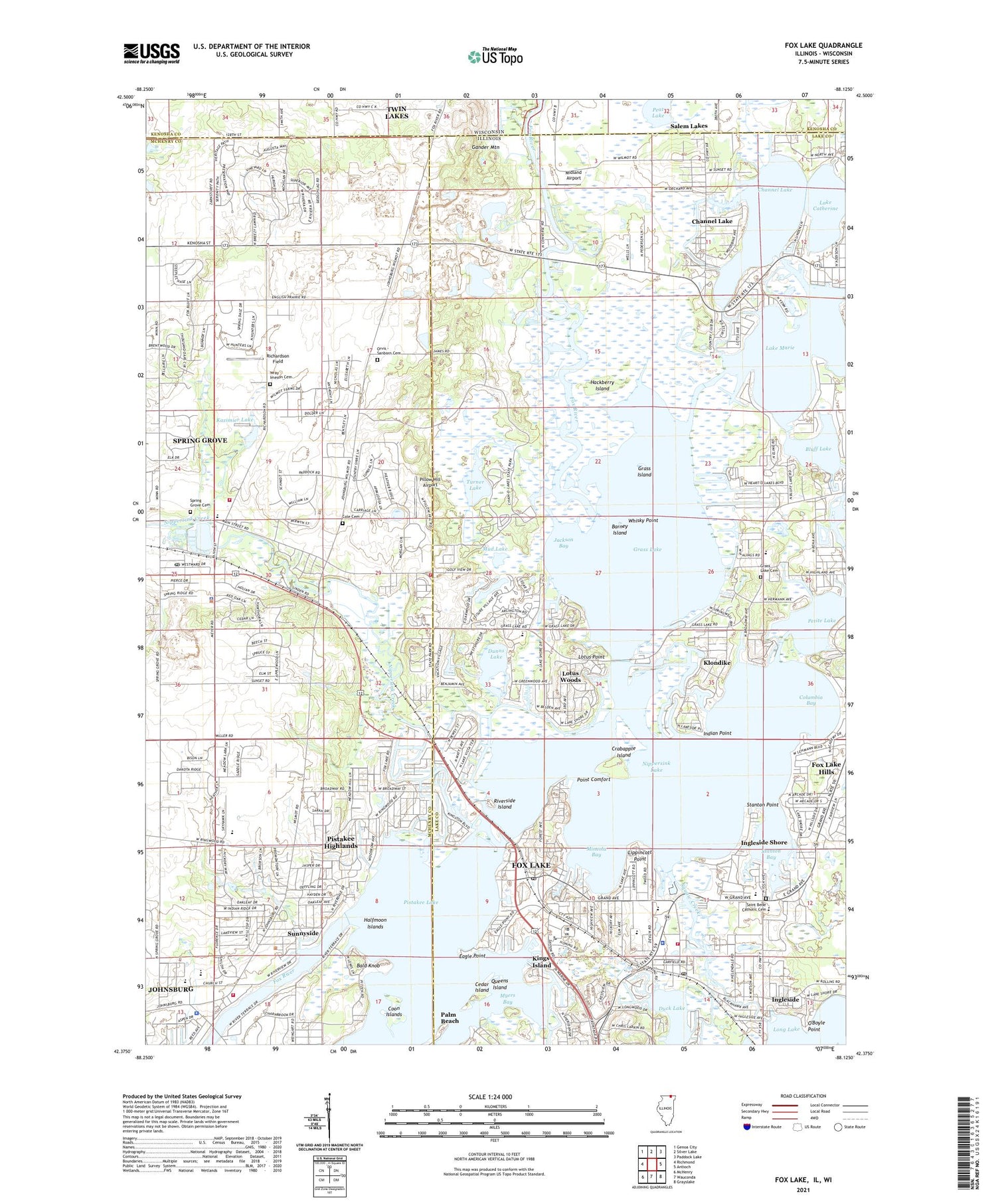 Fox Lake Illinois US Topo Map Image