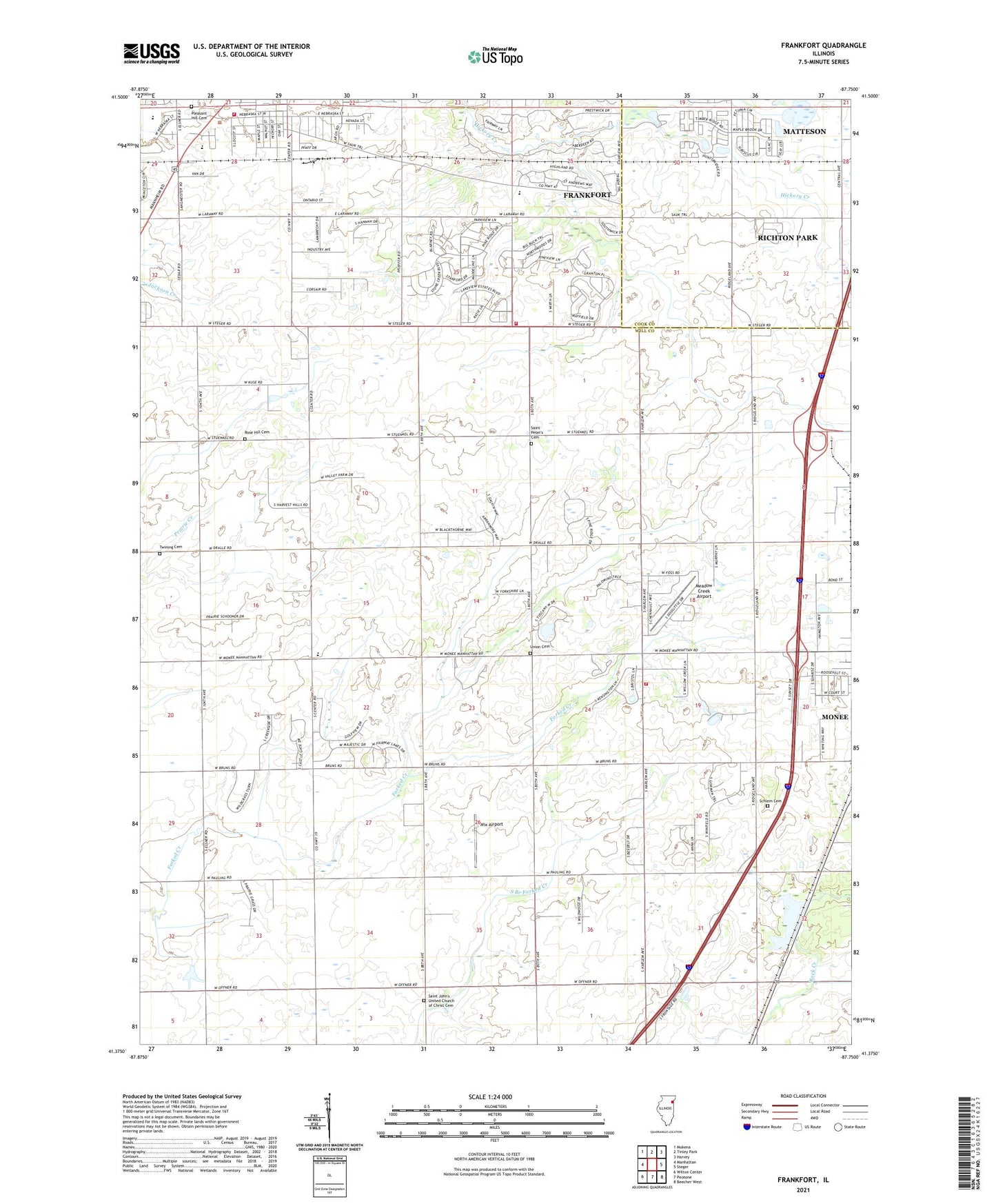 Frankfort Illinois US Topo Map Image