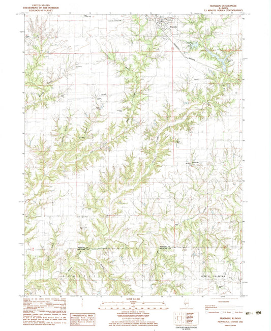 Classic USGS Franklin Illinois 7.5'x7.5' Topo Map Image