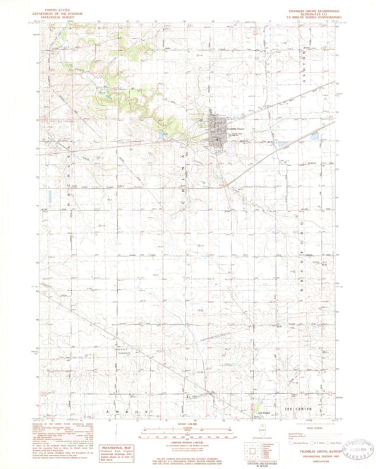 Classic USGS Franklin Grove Illinois 7.5'x7.5' Topo Map Image
