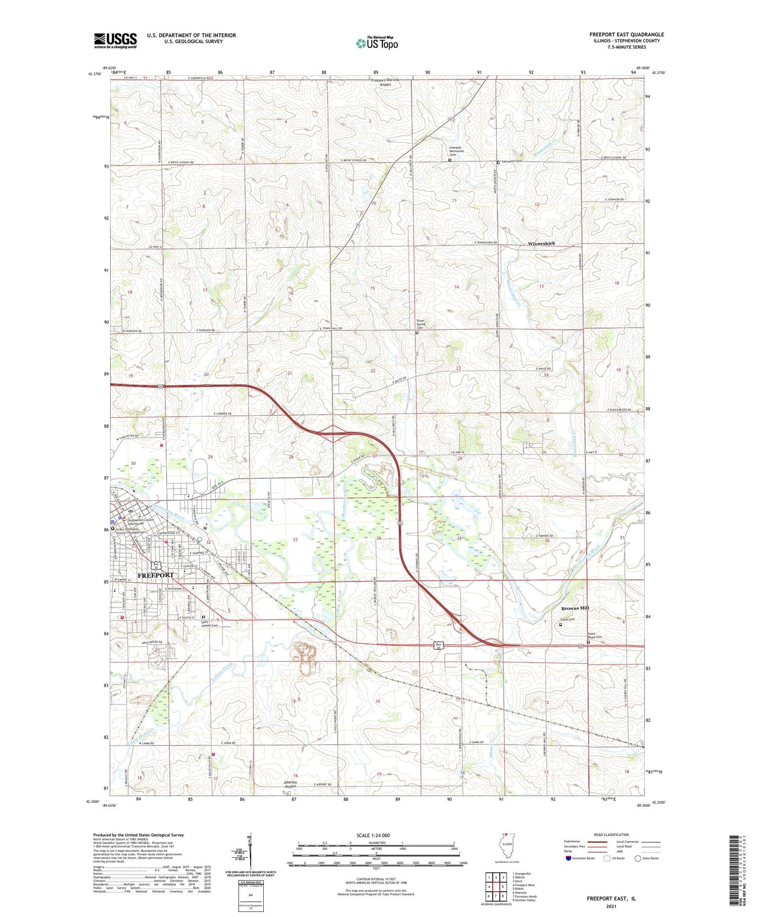 Freeport East Illinois US Topo Map Image