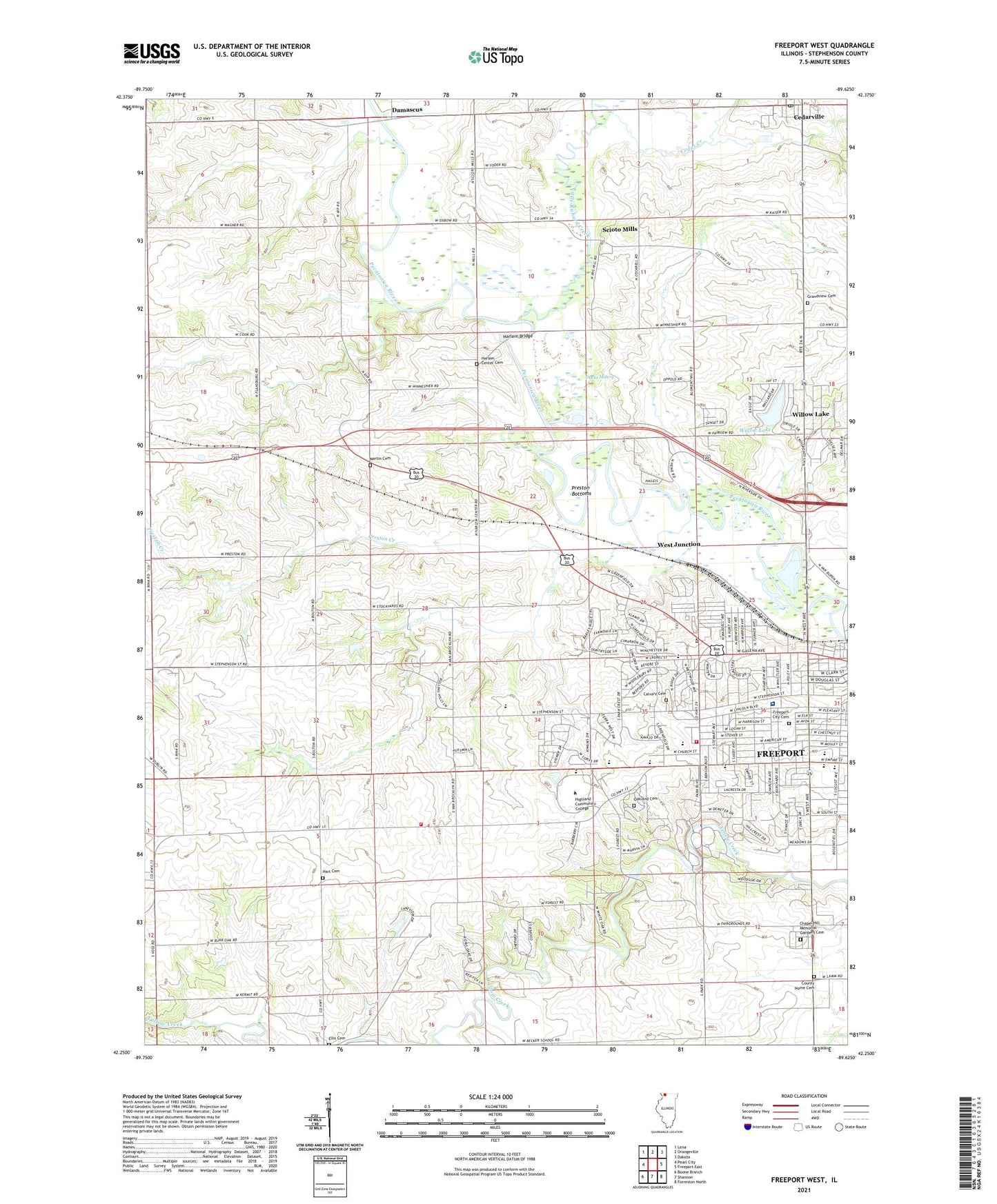 Freeport West Illinois US Topo Map Image