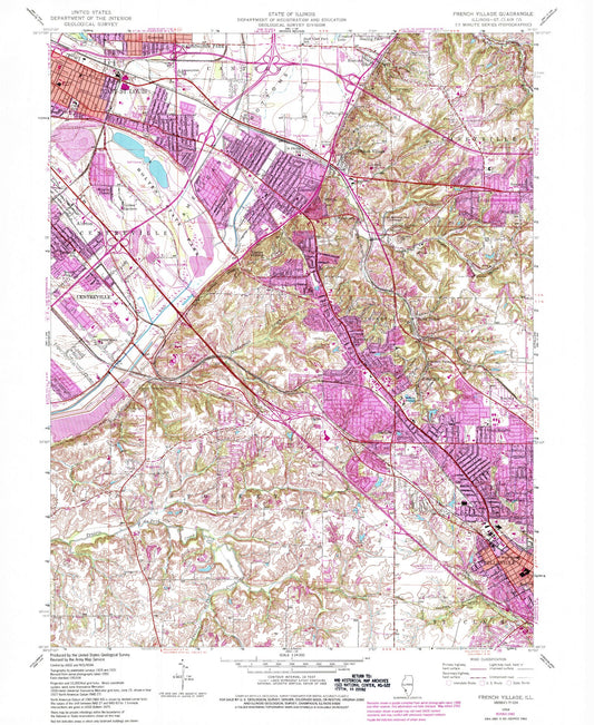 Classic USGS French Village Illinois 7.5'x7.5' Topo Map Image