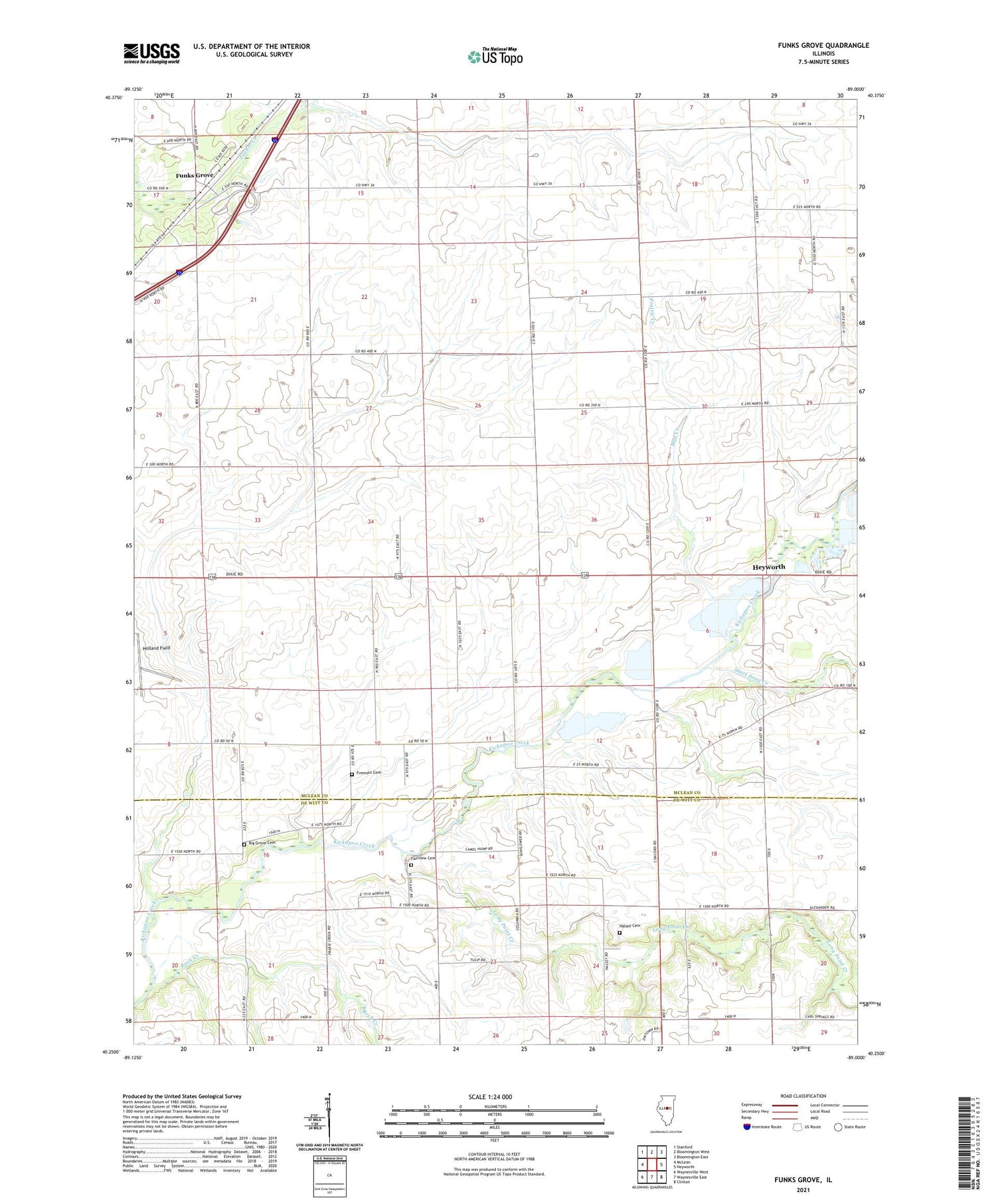 Funks Grove Illinois US Topo Map Image
