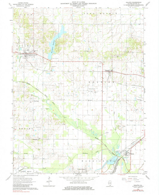 Classic USGS Galatia Illinois 7.5'x7.5' Topo Map Image