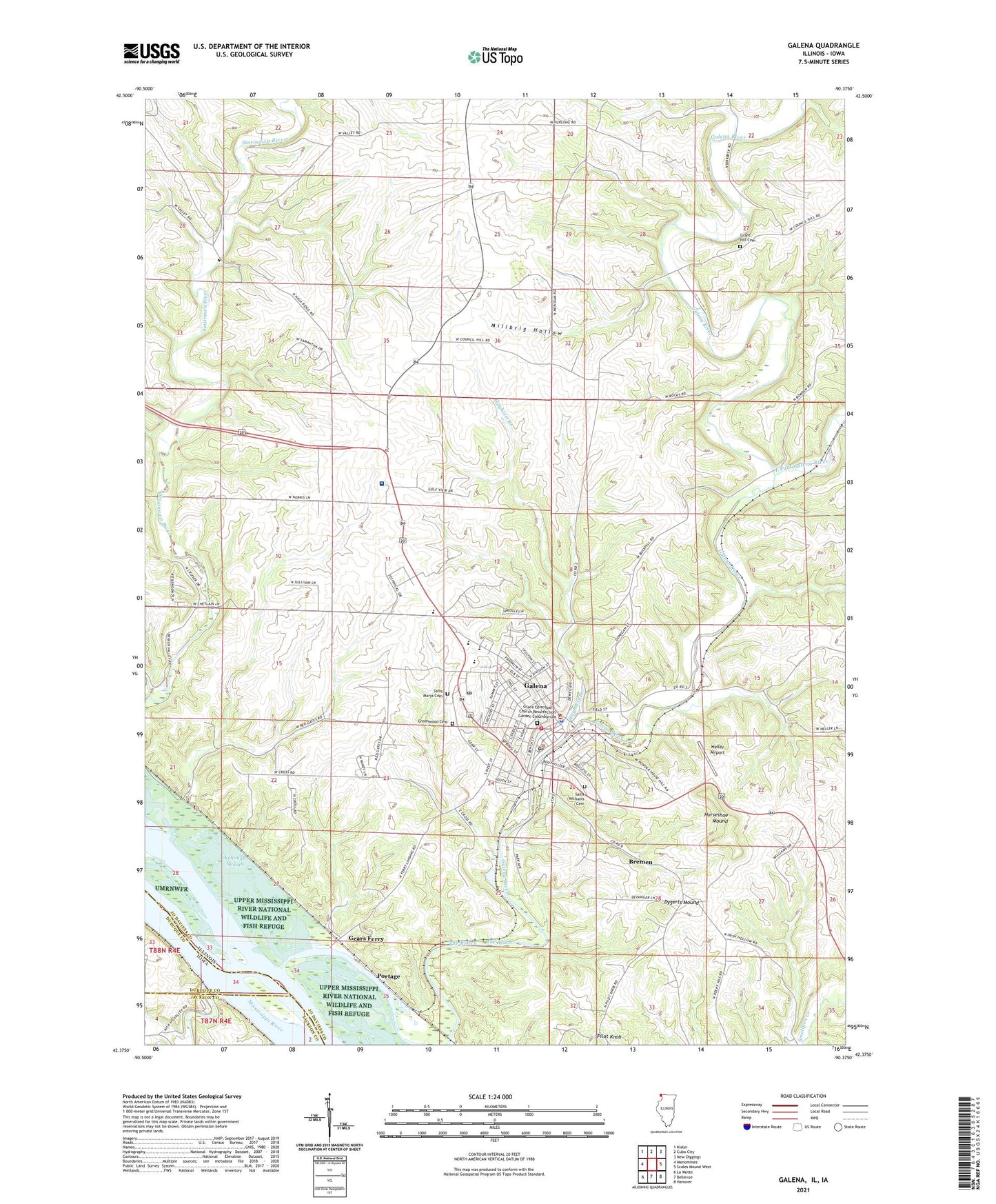Galena Illinois US Topo Map Image