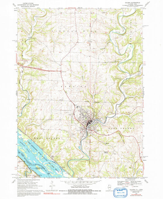 Classic USGS Galena Illinois 7.5'x7.5' Topo Map Image