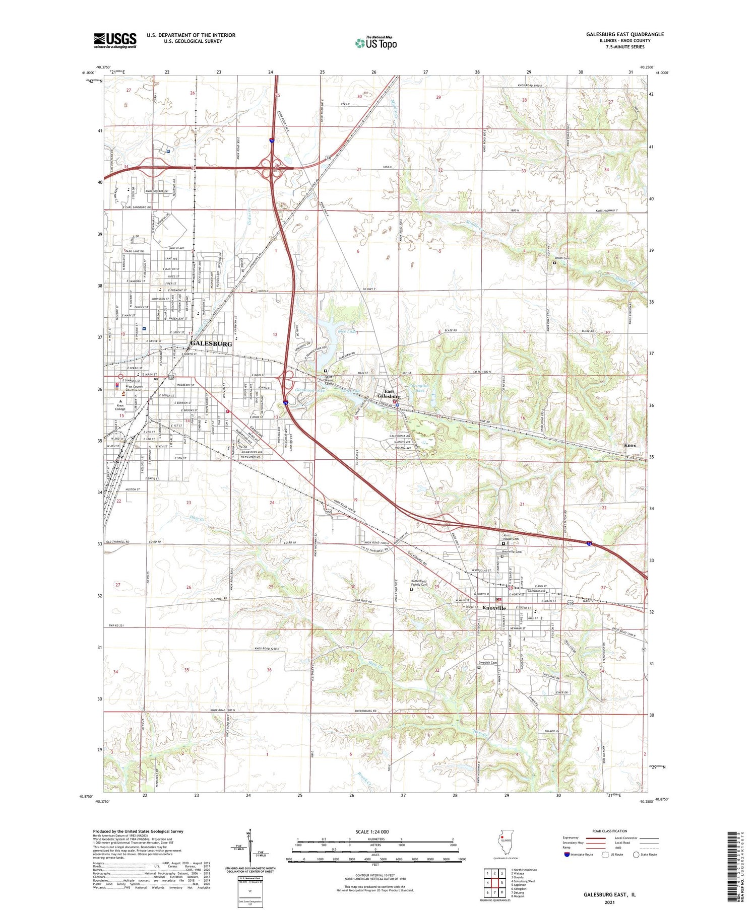 Galesburg East Illinois US Topo Map Image