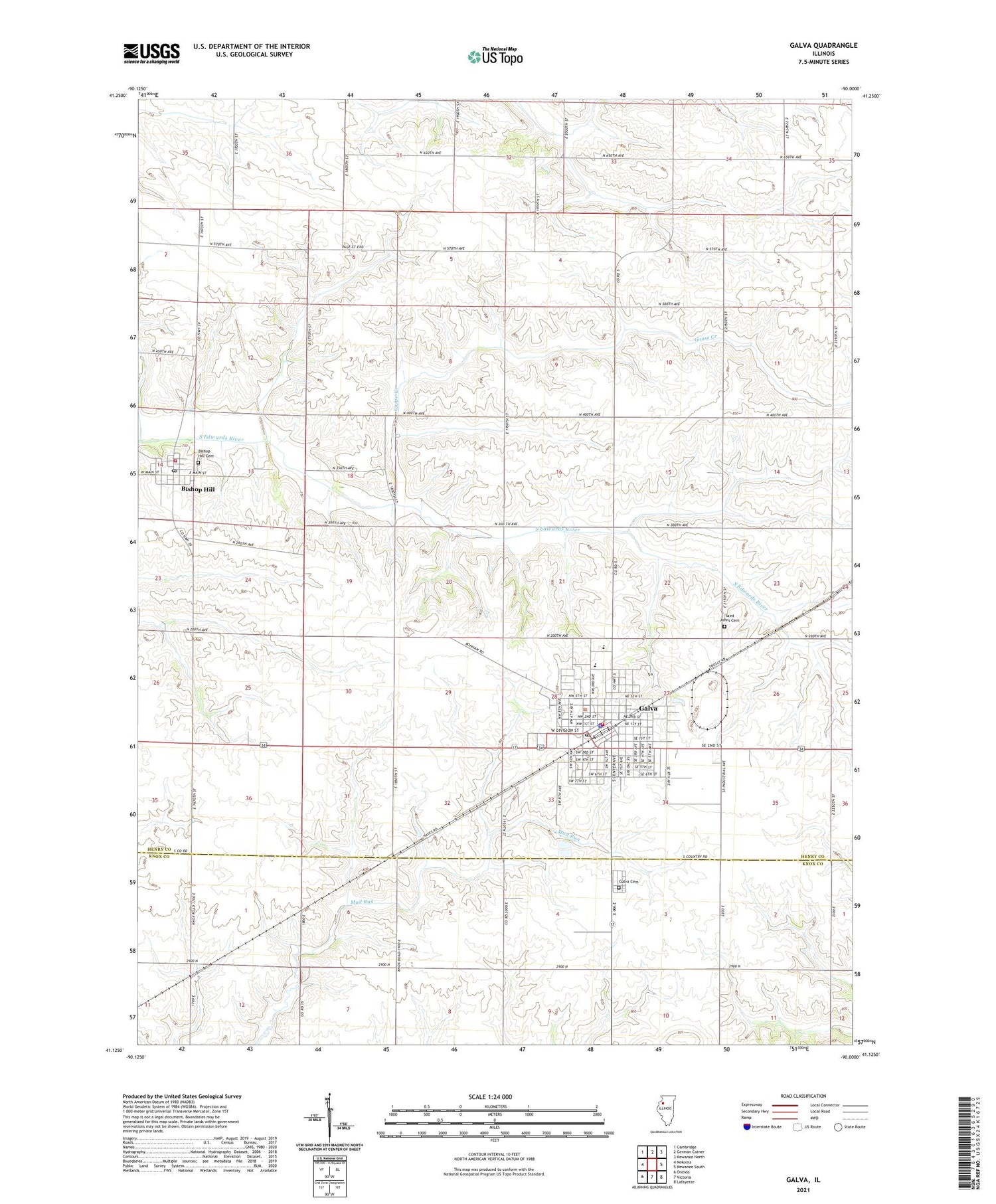 Galva Illinois US Topo Map Image