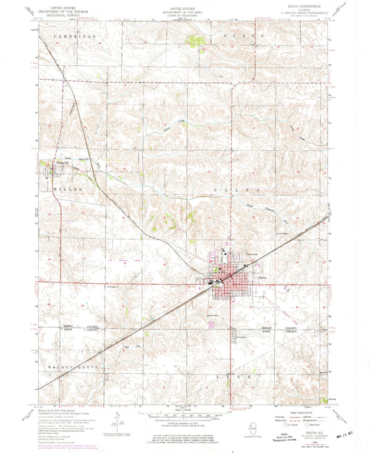 Classic USGS Galva Illinois 7.5'x7.5' Topo Map Image