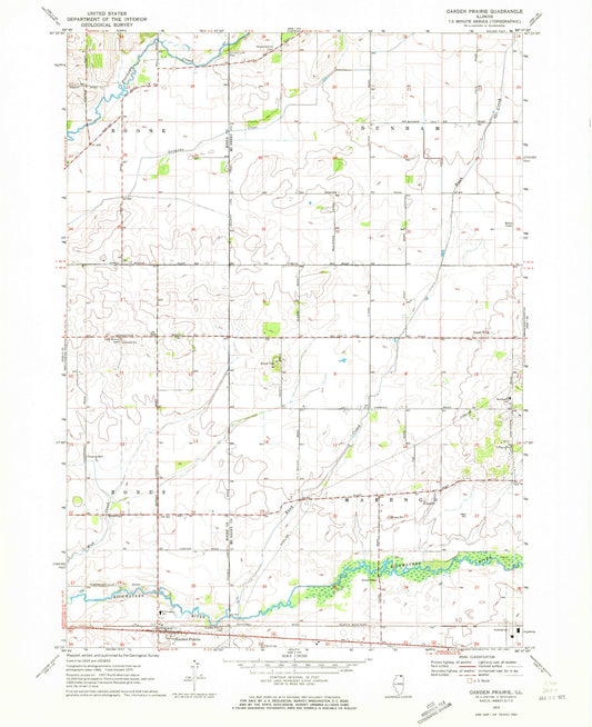 Classic USGS Garden Prairie Illinois 7.5'x7.5' Topo Map Image