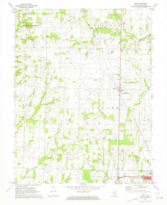 Classic USGS Geff Illinois 7.5'x7.5' Topo Map Image