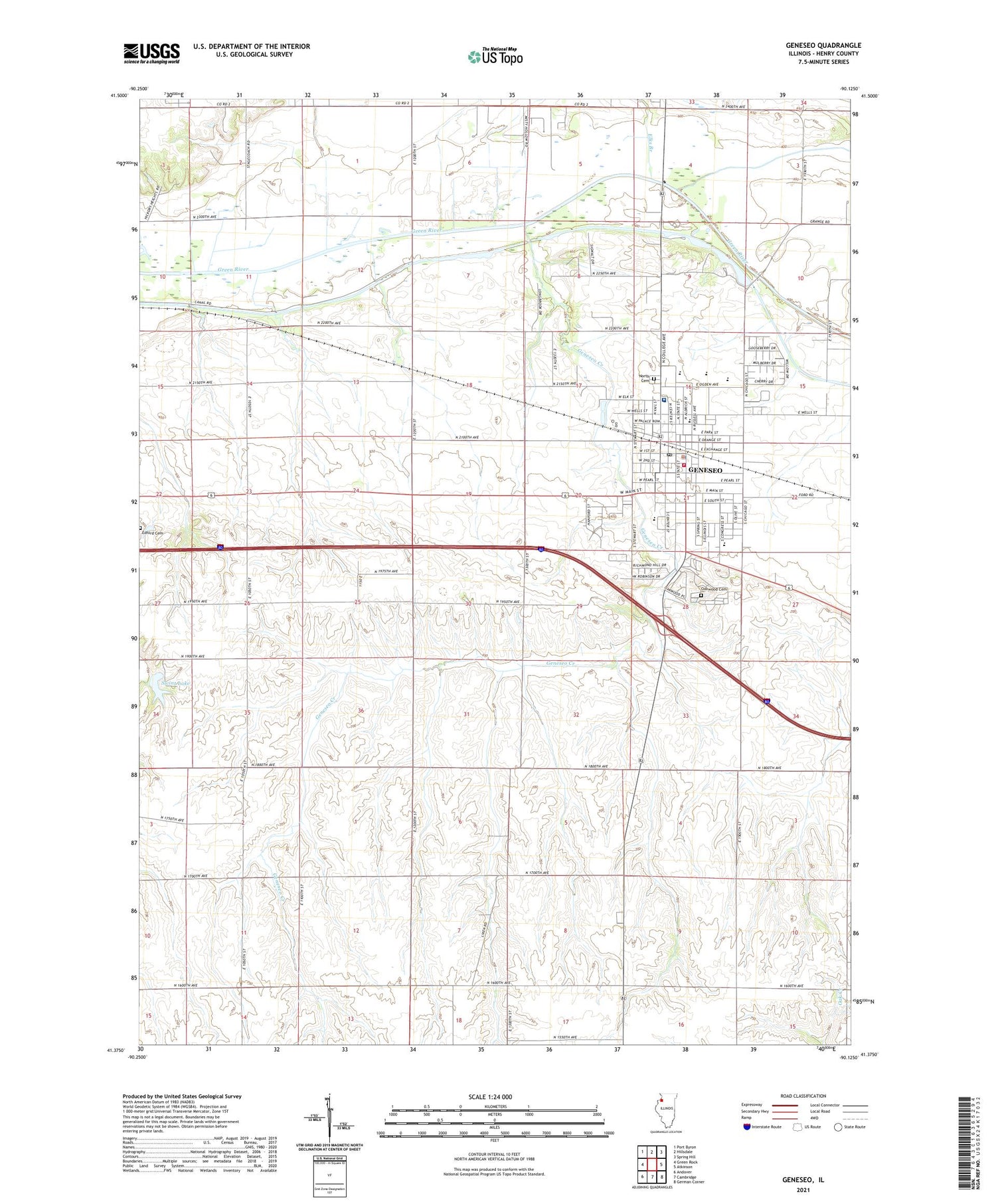Geneseo Illinois US Topo Map Image