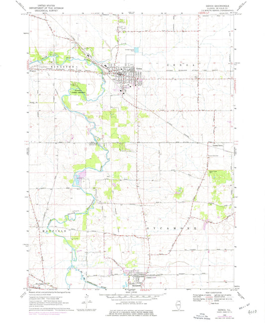 Classic USGS Genoa Illinois 7.5'x7.5' Topo Map Image