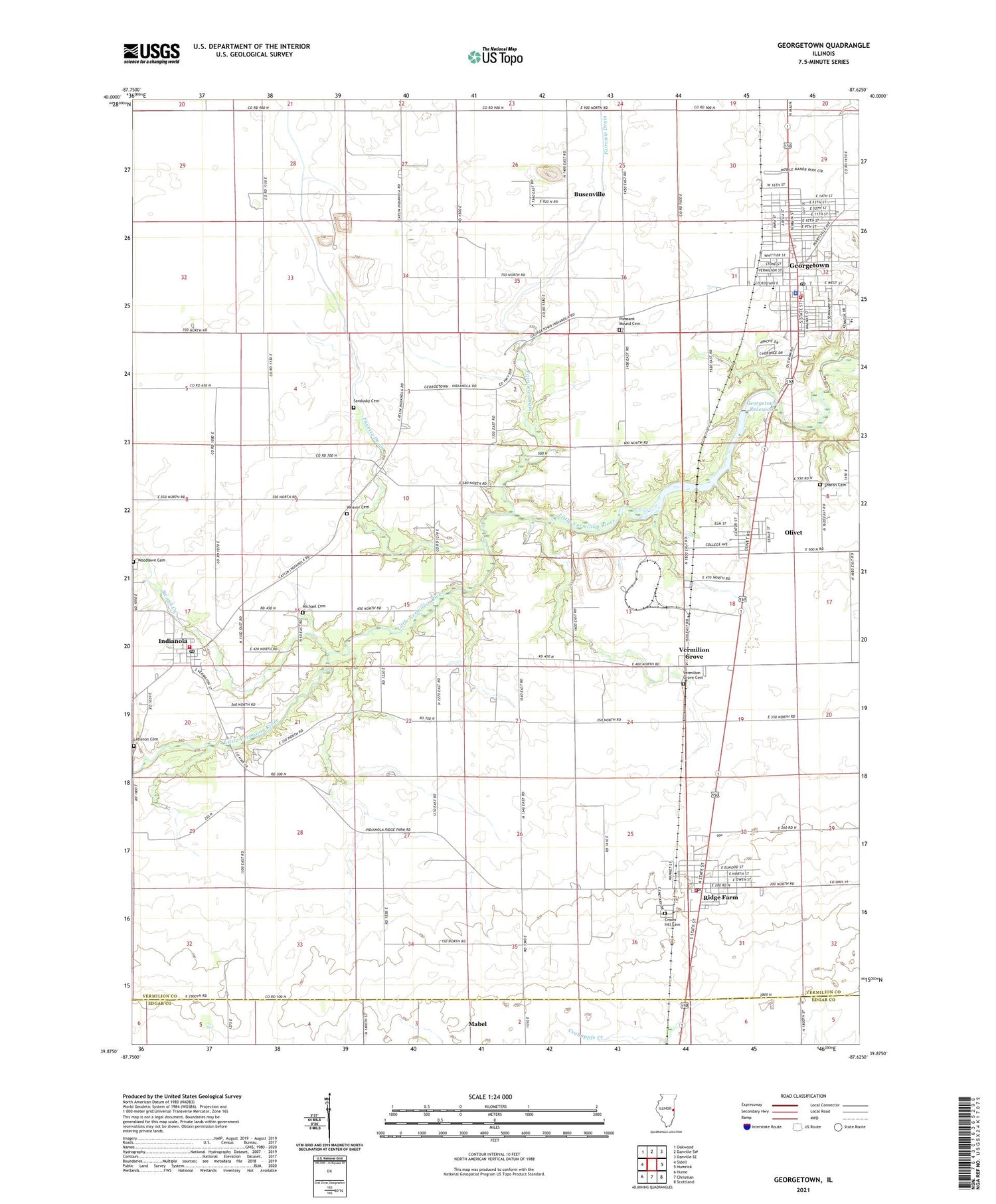Georgetown Illinois US Topo Map Image