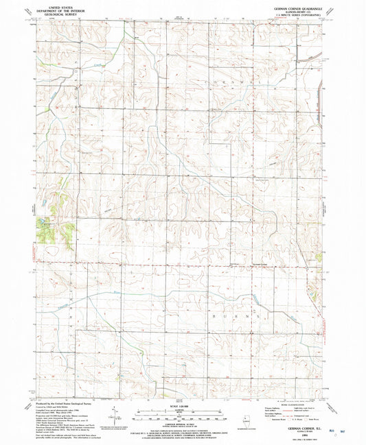 Classic USGS German Corner Illinois 7.5'x7.5' Topo Map Image