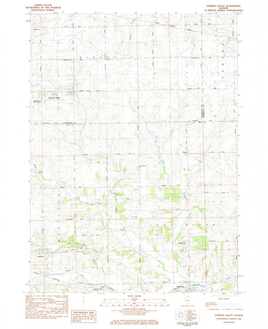 Classic USGS German Valley Illinois 7.5'x7.5' Topo Map Image