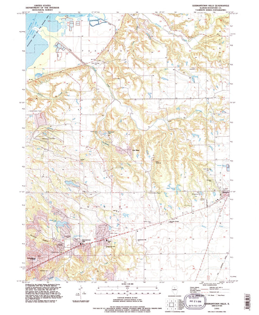 Classic USGS Germantown Hills Illinois 7.5'x7.5' Topo Map Image