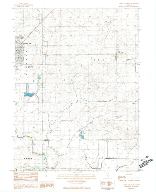 Classic USGS Gibson City East Illinois 7.5'x7.5' Topo Map Image