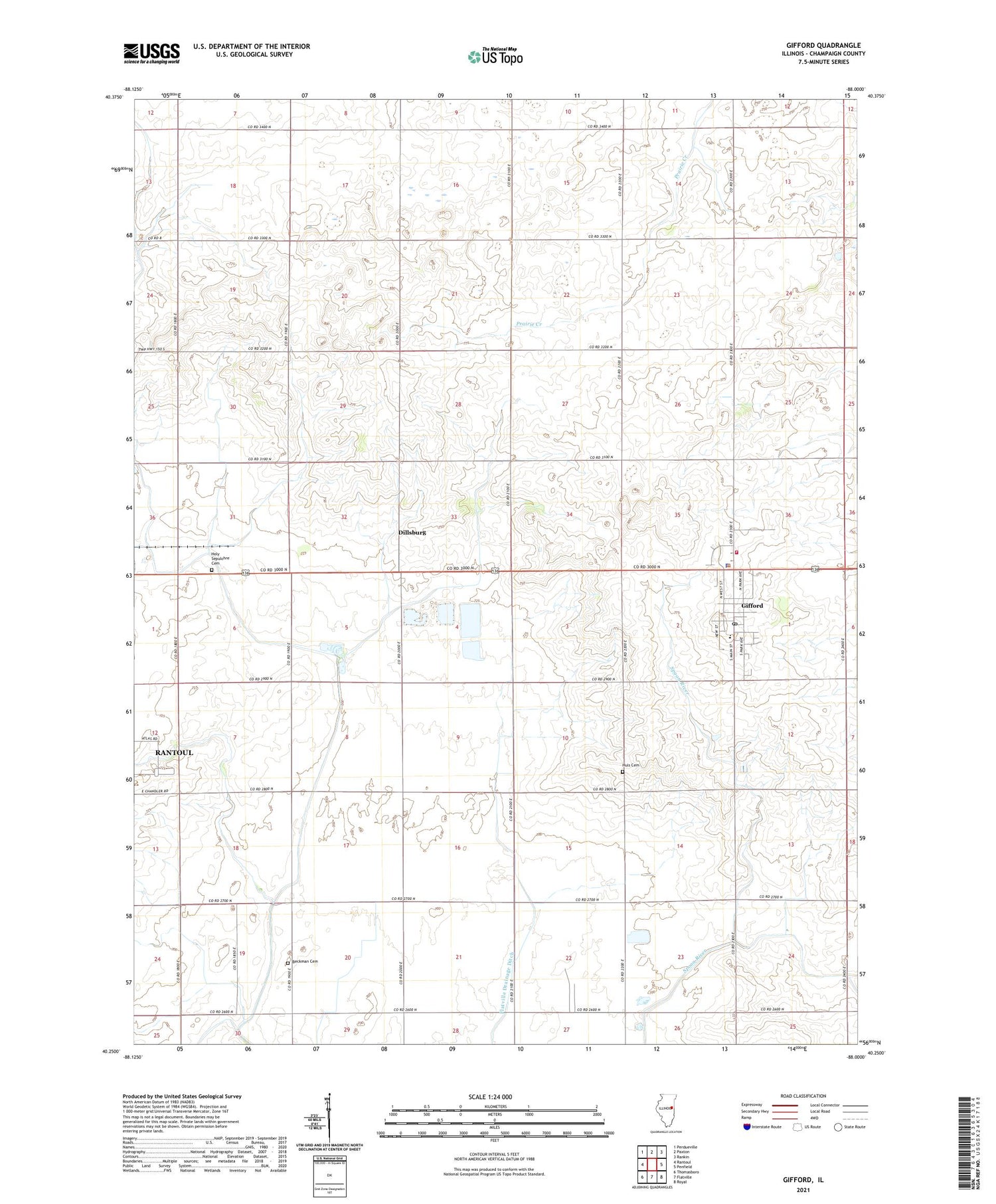 Gifford Illinois US Topo Map Image