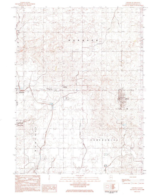 Classic USGS Gifford Illinois 7.5'x7.5' Topo Map Image