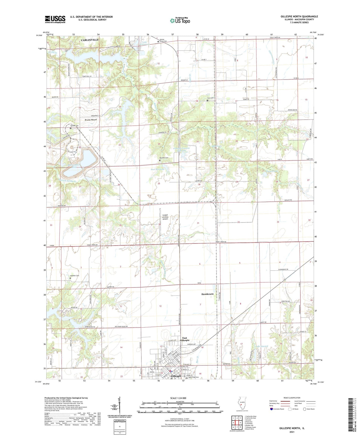 Gillespie North Illinois US Topo Map Image